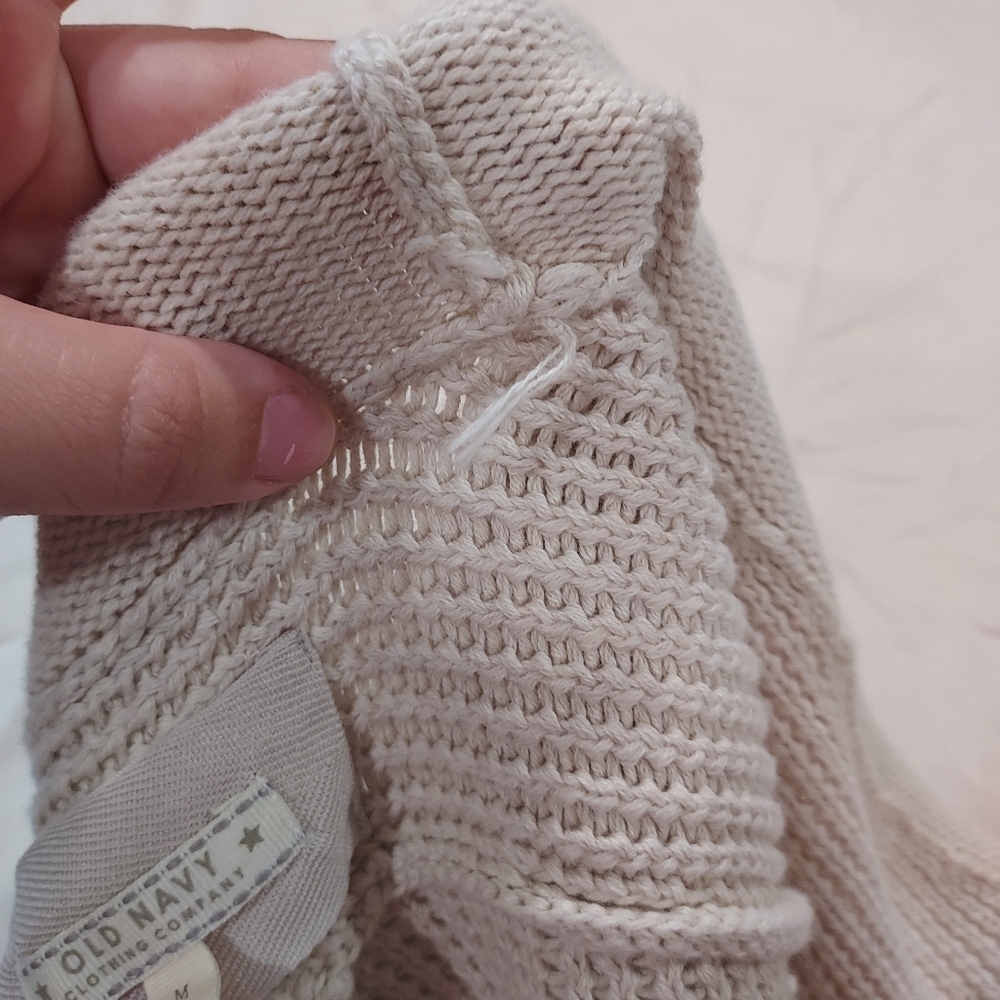 Beige Short-sleeved Cardigan (M) - Picture 5 of 6